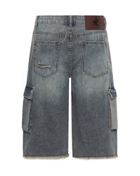 ONE TEASPOON - Skater Girl Low Waist Super Long Leg Denim Jorts - Dirty Blue