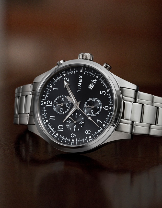 TIMEX - Men's Dress Chronograph 43mm Stainless Steel Bracelet Watch 