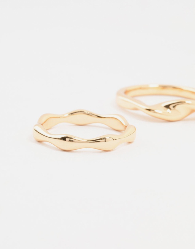 Lovisa - Gold Plated Irregular Stacking Rings 3-Pack