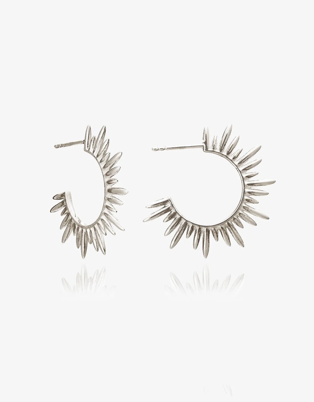 Rachel Jackson - Electric Goddess Medium Silver Hoop Earrings