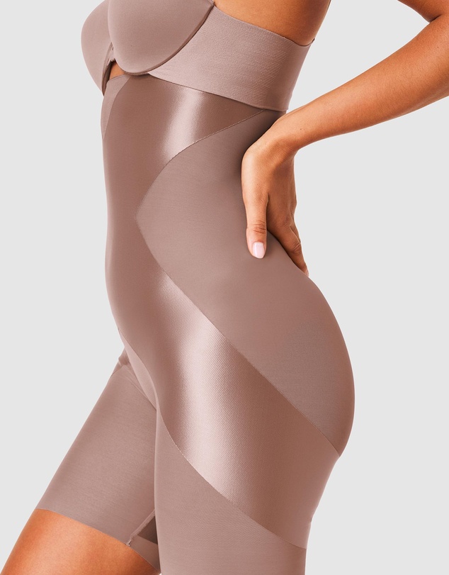 Spanx - Shaping Satin High-Waisted Booty-Lifting X Midthigh Shorts