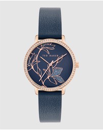 Ted Baker - Keythlin 36mm Rose Gold-ToneCase with Blue Dial and Leather Strap
