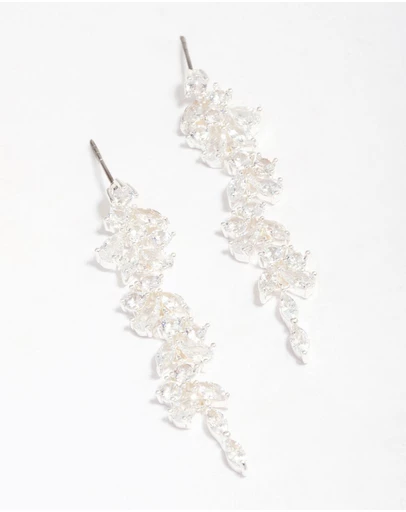 Lovisa - Silver Plated Cubic Zirconia Dainty Vine Drop Earrings