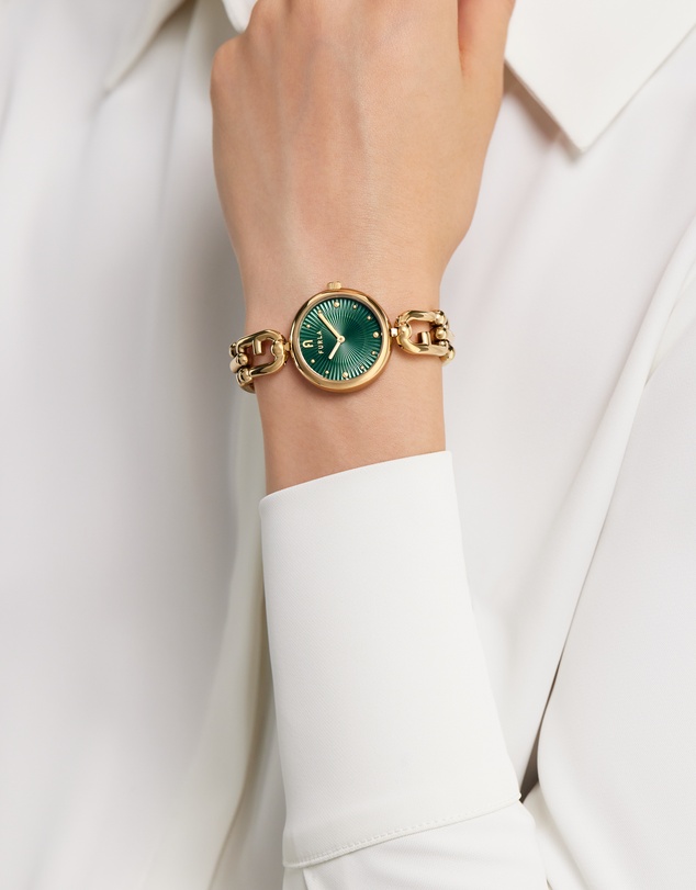 Furla - Mianuvola Round Gold-Tone 28mm Green Bracelet Watch