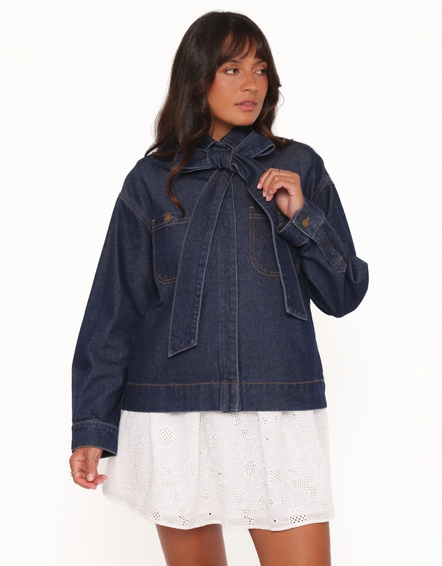 Petal & Pup - Cleo Denim Bow Jacket - Indigo