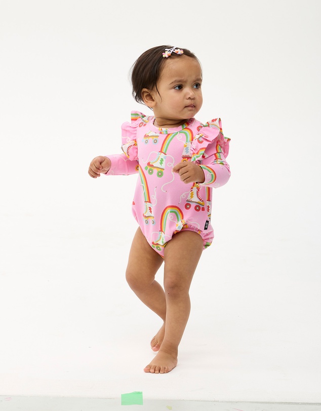 Rock Your Baby - Let The Good Times Roll Long Sleeve Frill Bubble Bodysuit