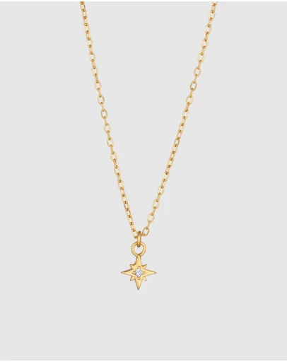Elli Jewelry - Necklace Crystal Star 925 Sterling Silver Gold-Plated