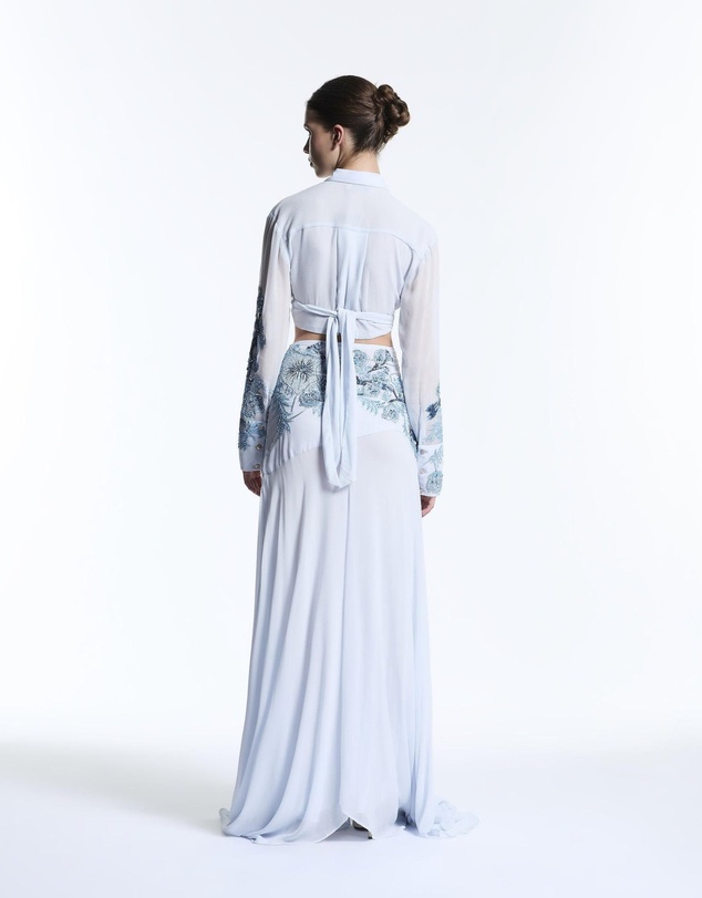 Muma World - Blue Vine Embroidered Skirt