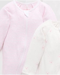 Purebaby - 4 Pack Zip Growsuit -Babies