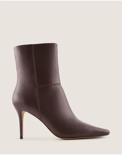 Shelly Shen - Calista Heel Ankle Boots Brown Leather