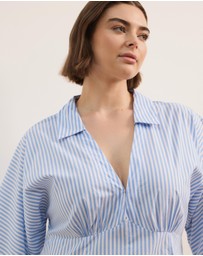 Atmos&Here Curvy - Isobel Cotton Poplin Stripe Shirt Midi Dress