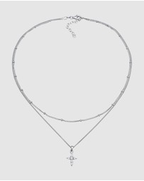 Elli Jewelry - Necklace Choker Layer Cross Pendant with Zirconia in 925 Sterling Silver