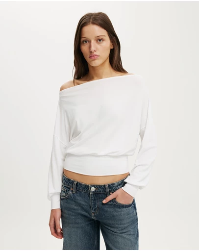 Cotton On - Sage Off Shoulder Long Sleeve