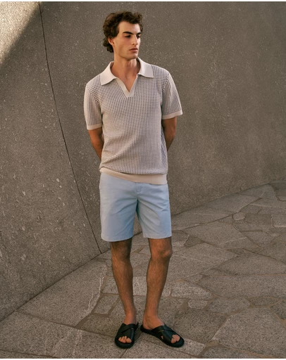 Trenery - Cotton Twill Chino Short in Ice Blue