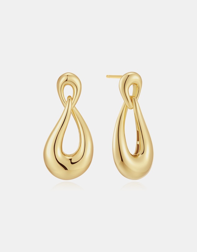 Ania Haie - Gold Interlocked Wave Stud Hoop Earrings
