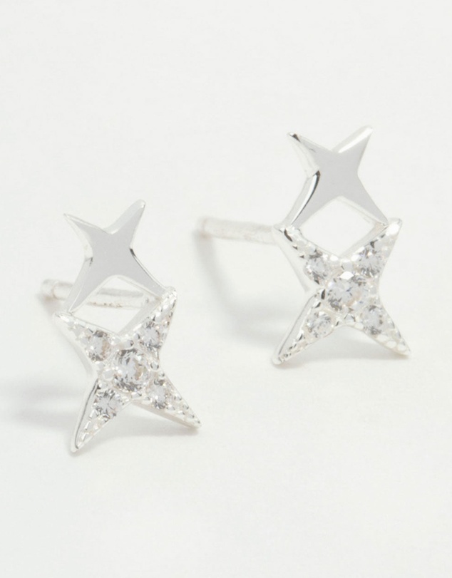 Lovisa - Sterling Silver Cubic Zirconia Double Star Stud Earrings