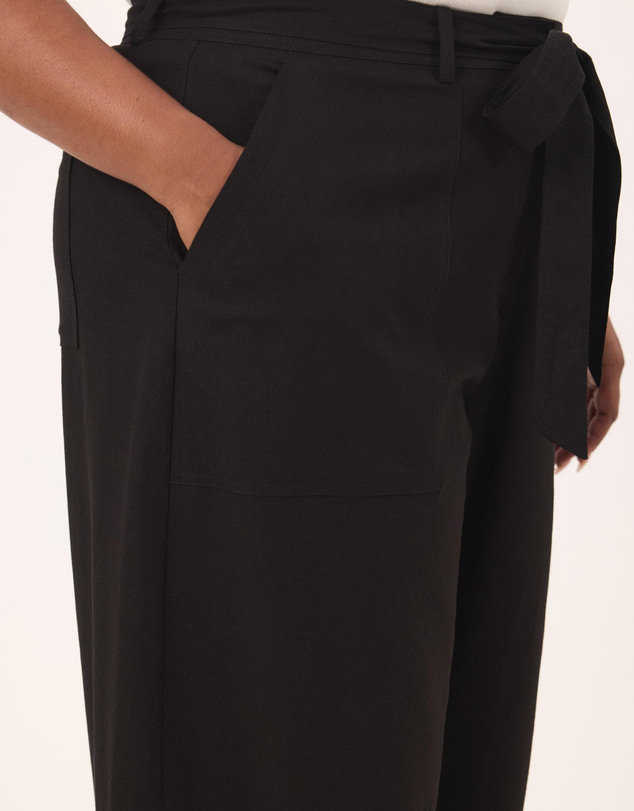 Atmos&Here Curvy - Ava Linen Blend Tie Waist Wide Leg Pants