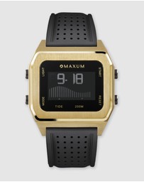 Maxum - Raglan Tide Watch – Gold Case, Black Dial & Black Silicone Strap