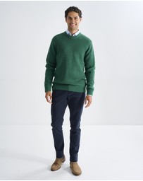 3 Wise Men - 3 Wise Men Drake Crew Neck Wool Blend Knit - Green