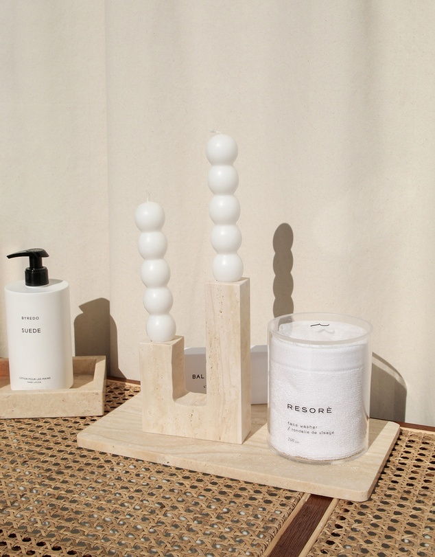 No.22 - Travertine Irregular Candlestick Holder