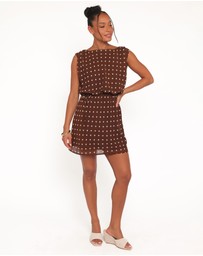 Petal & Pup - Kimberly Mini Dress - Brown Polka Dot