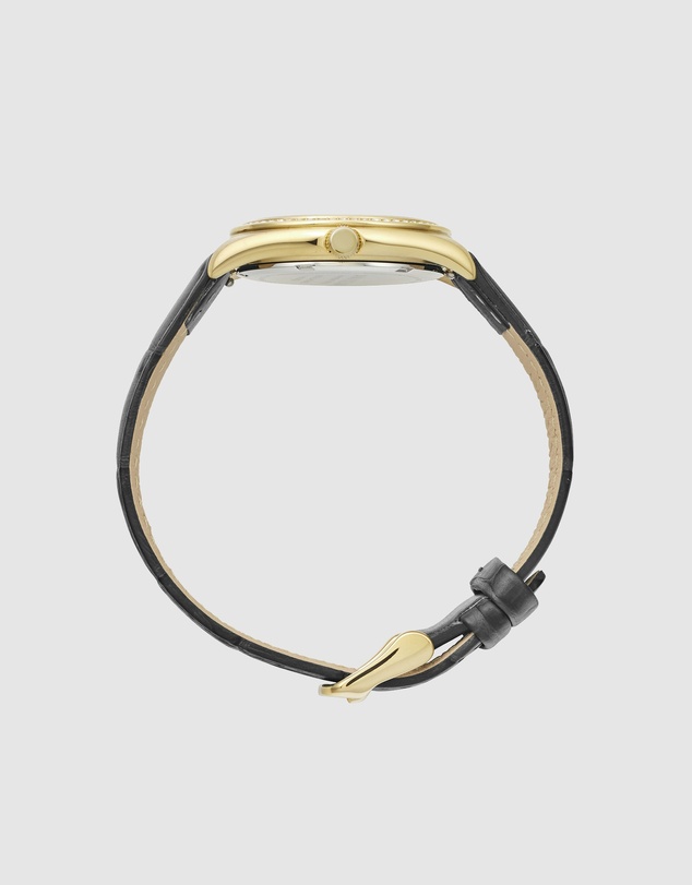 Maxum - Sydney - White Dial, Gold Tone Case & Black Leather Band