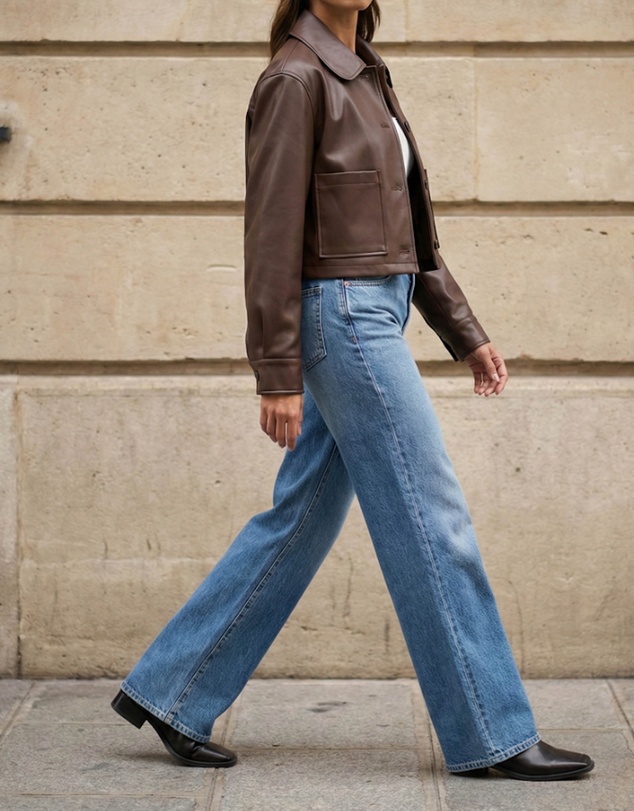 Atmos&Here - Annalise Leather Look Cropped Shacket