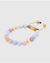 Nialaya Jewellery - Women's Beaded Bracelet with Aquamarine, Blue Lace Agate, Rose Quartz, and Amethyst Lavender