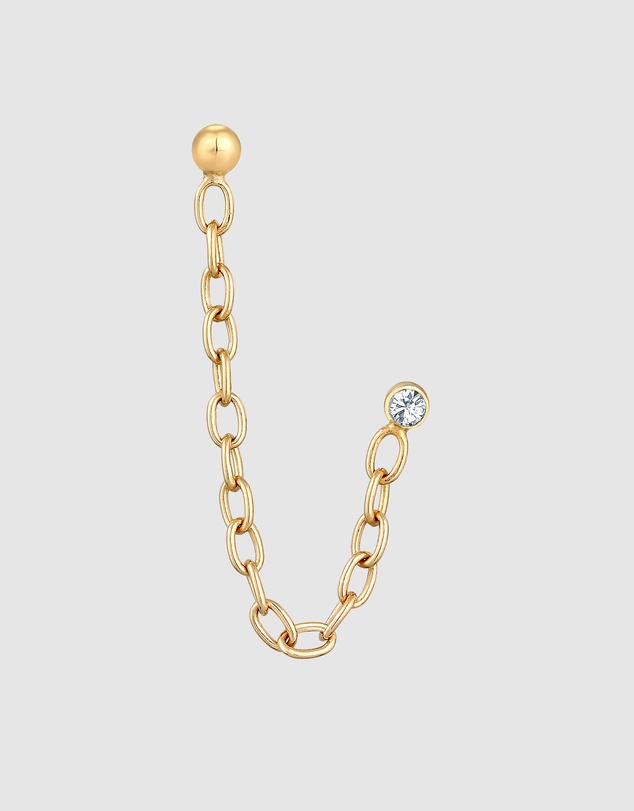 Elli Jewelry - Earrings Stud Chain with Crystal in 925 Sterling Silver Gold Plated