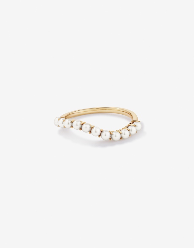 Michael Hill - Cultured Freshwater Pearl Wave Band Ring in 10kt Yellow Gold