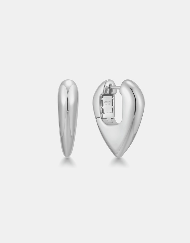 Ania Haie - Ania Haie Silver Puffy Shield Hoop Earrings