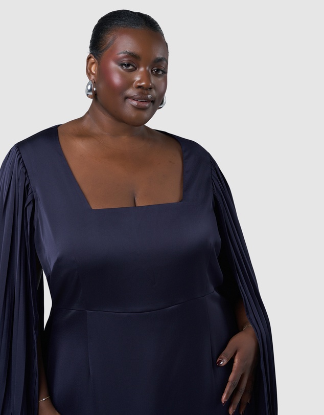 Pink Dusk by Curve Project - Sultry Satin Cape Dress