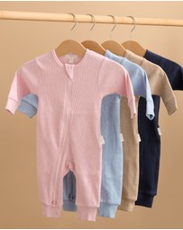 Purebaby - Ribbed Zip Growsuit -Kids-Babies