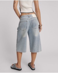 ONE TEASPOON - Beastie Low Waist Wide Leg Denim Jorts - Soft Blue