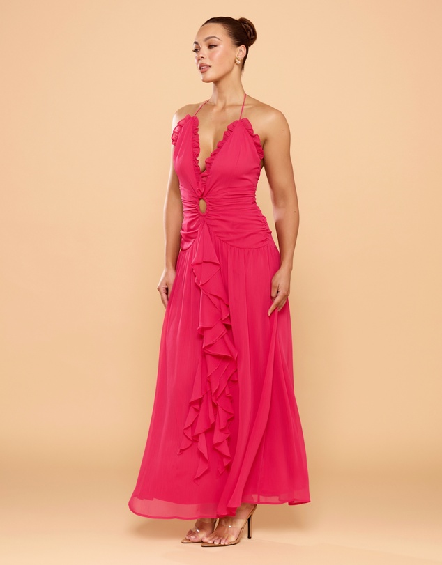CATHERINE FERRARO - Harmony Halter Ruffle Dress
