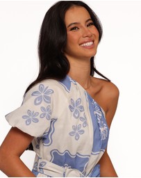Petal & Pup - Dylan One Shoulder Mini Dress - Blue Dahlia
