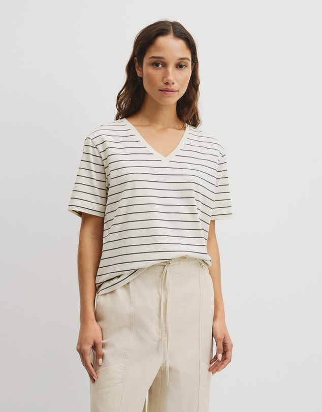 Country Road - Australian Cotton Stripe V-neck T-shirt