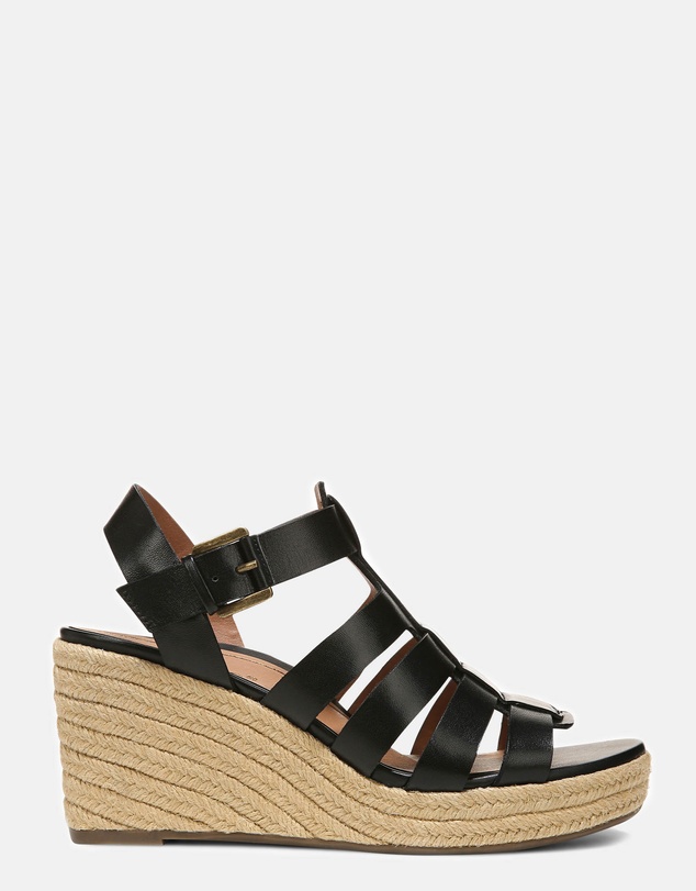 Vionic - Jaylah Wedge Sandal - Black Leather