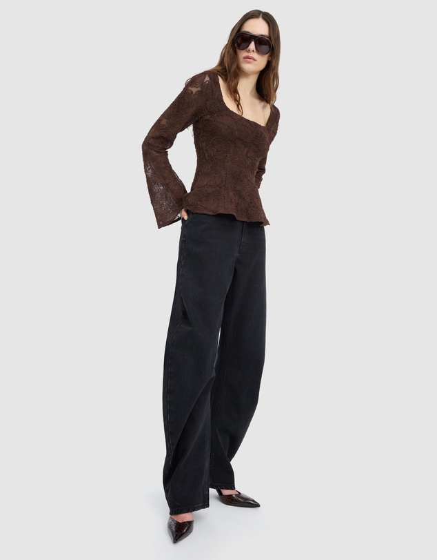 ROTATE - Draped Barrel Leg Jeans