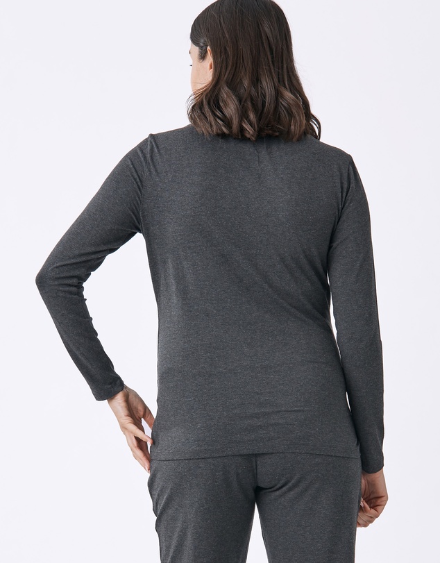 Angel Maternity - Monique Long Sleeve Nursing Petal Top - Charcoal
