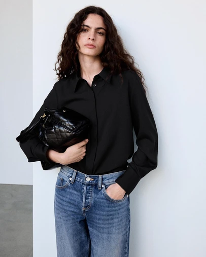 M.N.G - Satin Shirt with Concealed Placket