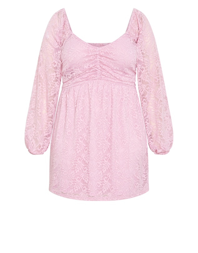 City Chic - Plus size Letitia Lace Mini Dress - soft pink