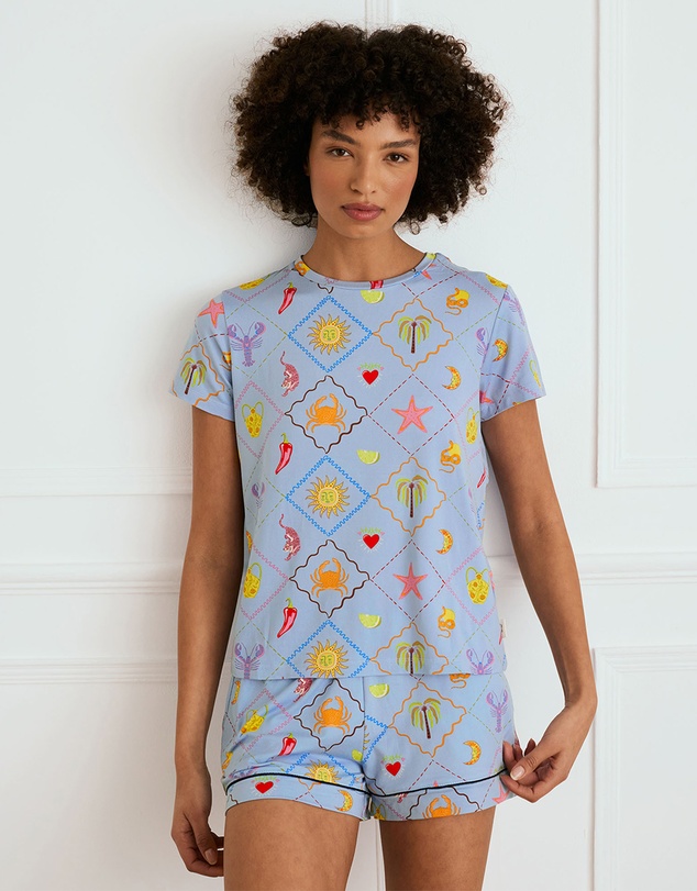 Chelsea Peers - Cotton Patchwork Beach Short Pyjama Set