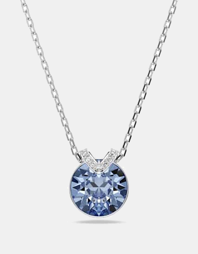 Swarovski - Bella V Pendant, Round Cut, Blue, Rhodium Plated