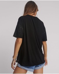 ONE TEASPOON - Studded Night Sky Linen Tee - Black