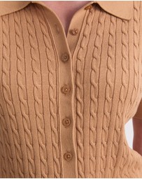 Sportscraft - Cotton Cable Short Sleeve Knit Top