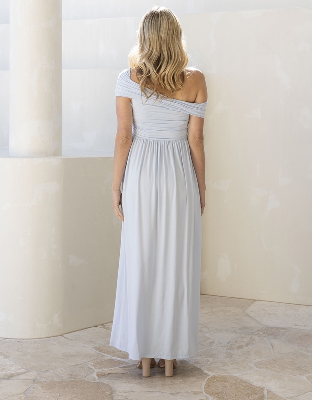Angel Maternity - Ariana Maxi Maternity Moon Dress in Baby Blue