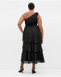 City Chic - Plus size Enchant One Shoulder Maxi Dress - black