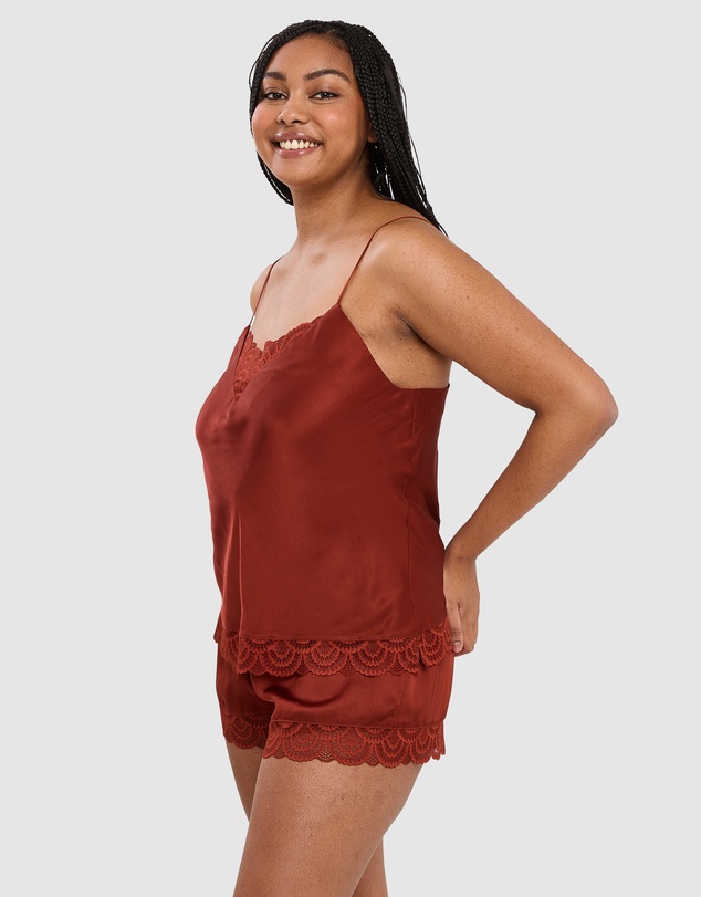 Sans Complexe - Charming Silky Satin Pyjama Shorts with Lace