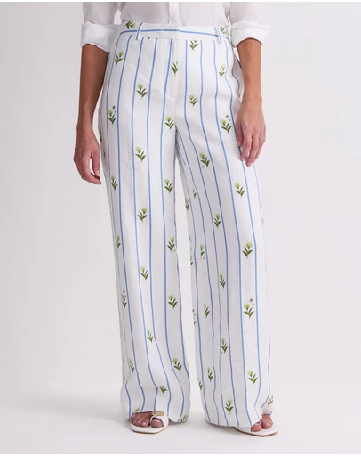 Sportscraft - Hampton Stripe Linen Pant